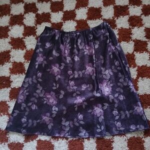 Vintage 90s Purple Satin Floral Skirt